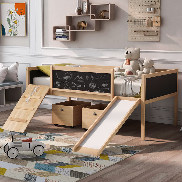 Merax Loft Bed with 2 Storage Boxes
