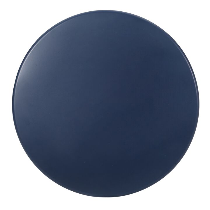 Nian Side Table, Round Top, Hourglass, Outdoor Navy Blue Iron, 18 Inch