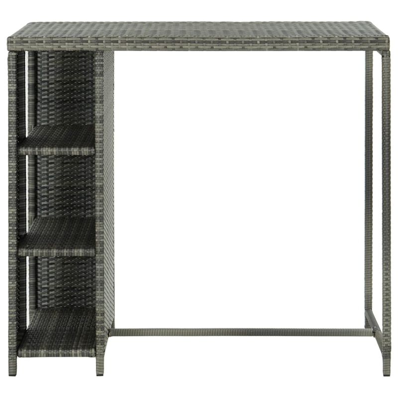 vidaXL Bar Table with Storage Rack Gray 47.2"x23.6"x43.3" Poly Rattan