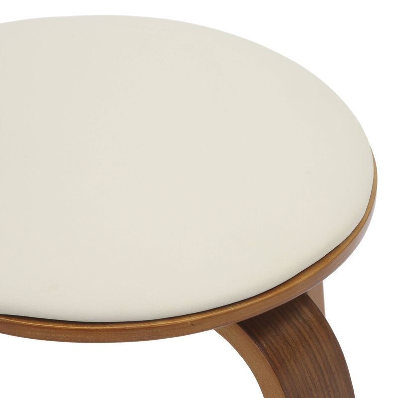 LeisureMod Pelya Mordern Wooden Dining Stool in Brown