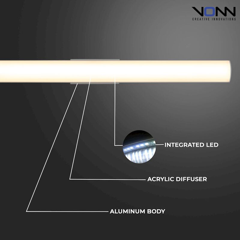 VONN Lighting Integrated AC LED ADA Compliant Bathroom Wall Lighting Fixture in White