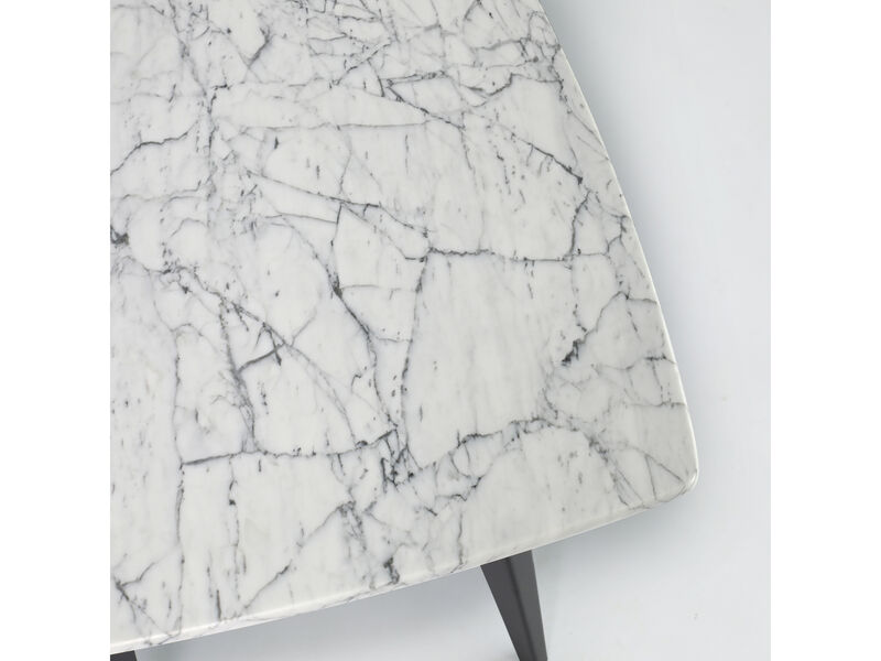 Soro 24" Square Italian Carrara White Marble Side Table with Metal Legs