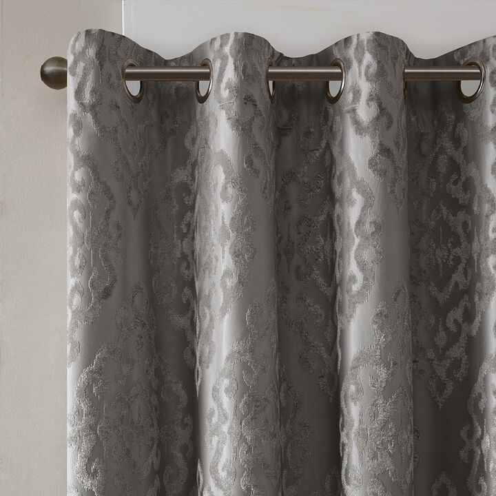 Gracie Mills Cyra Damask Total blackout grommet top curtain panel - 50x108"