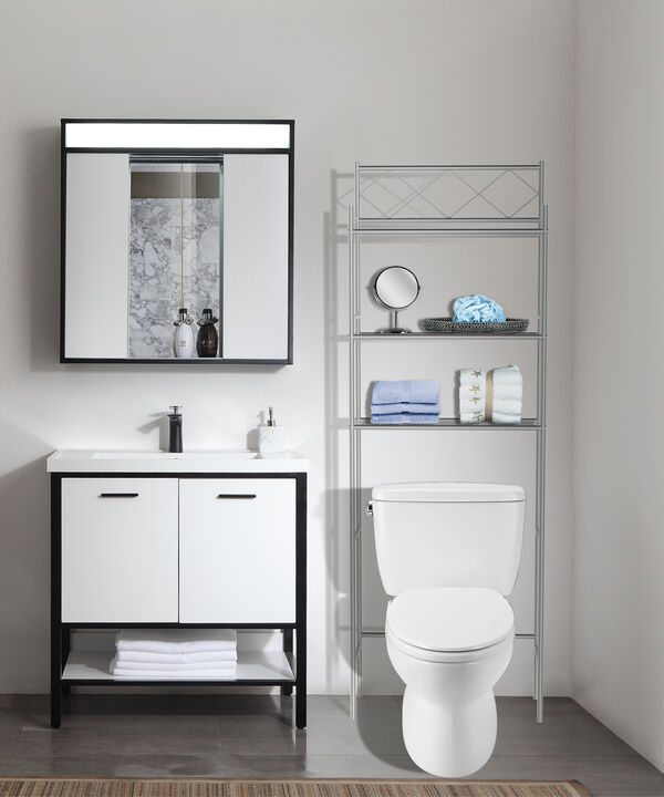 J&V TEXTILES 3-Shelf Metal Bathroom Organizer Over The Toilet, Bathroom Space Saver