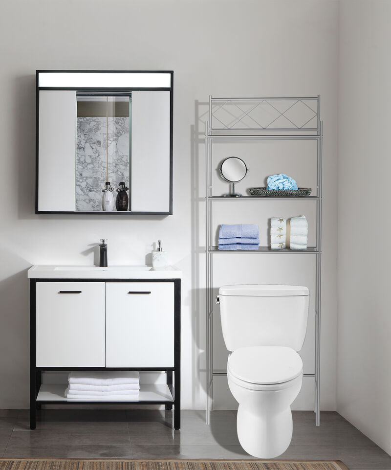 J&V TEXTILES 3-Shelf Metal Bathroom Organizer Over The Toilet, Bathroom Space Saver