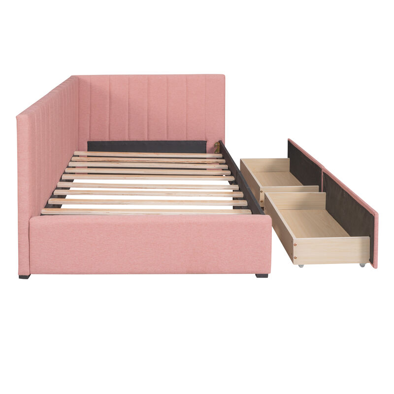 Upholstered Daybed with 2 Storage Drawers