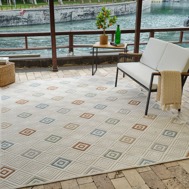 Alfombra Abstract Modern Cream Beige Indoor Outdoor Area Rug