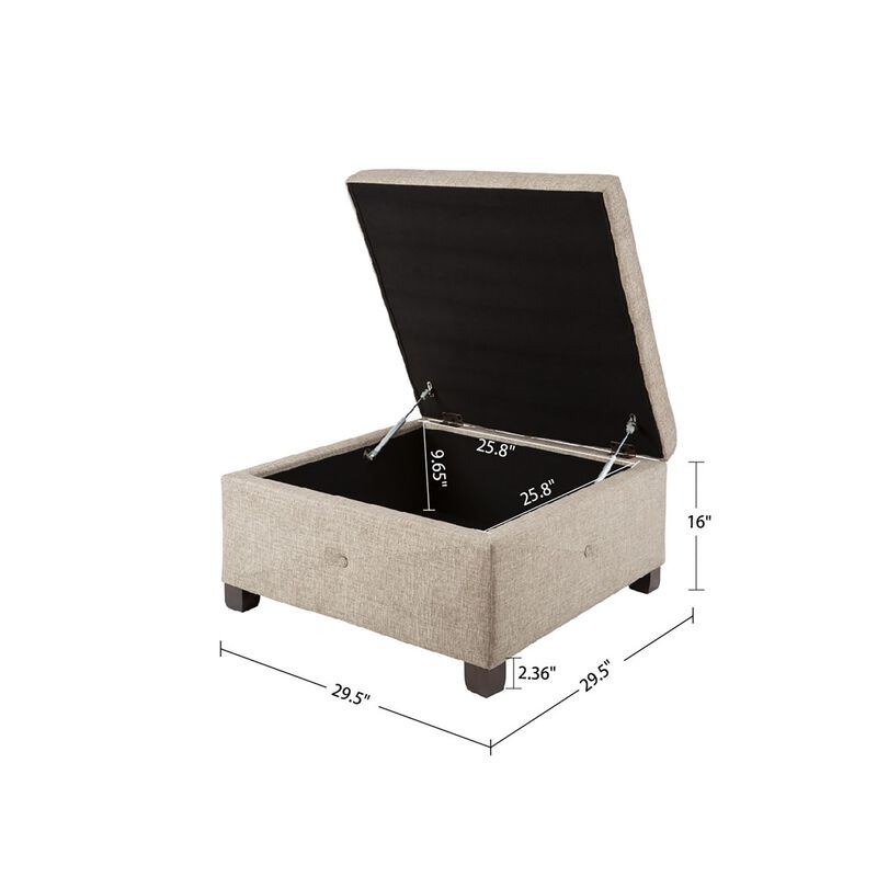 Gracie Mills Rylie Button-Tufted Square Storage Ottoman