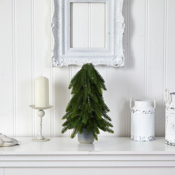 Hivvago 17 Inches Christmas Pine Artificial Tree in Decorative Planter