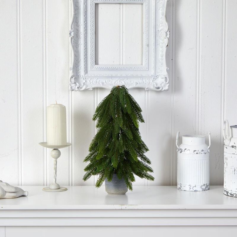 Hivvago 17 Inches Christmas Pine Artificial Tree in Decorative Planter