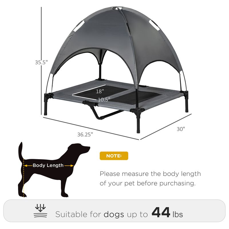 Portable Pup Oasis: 36" Elevated Dog Cot with Cooling Canopy