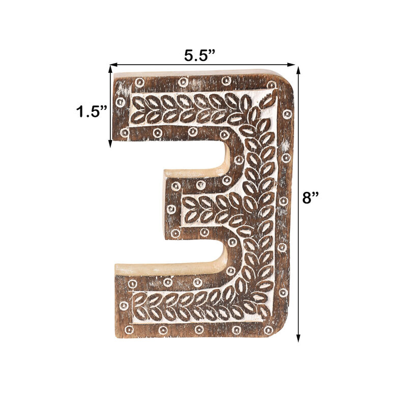 Vintage Natural Handmade Eco-Friendly "3" Numeric Number For Wall Mount & Table Top Décor