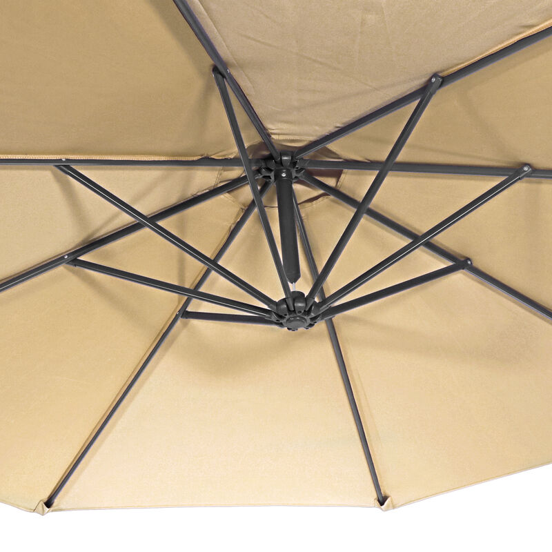 Sunnydaze 10 ft Cantilever Offset Steel Patio Umbrella with Crank