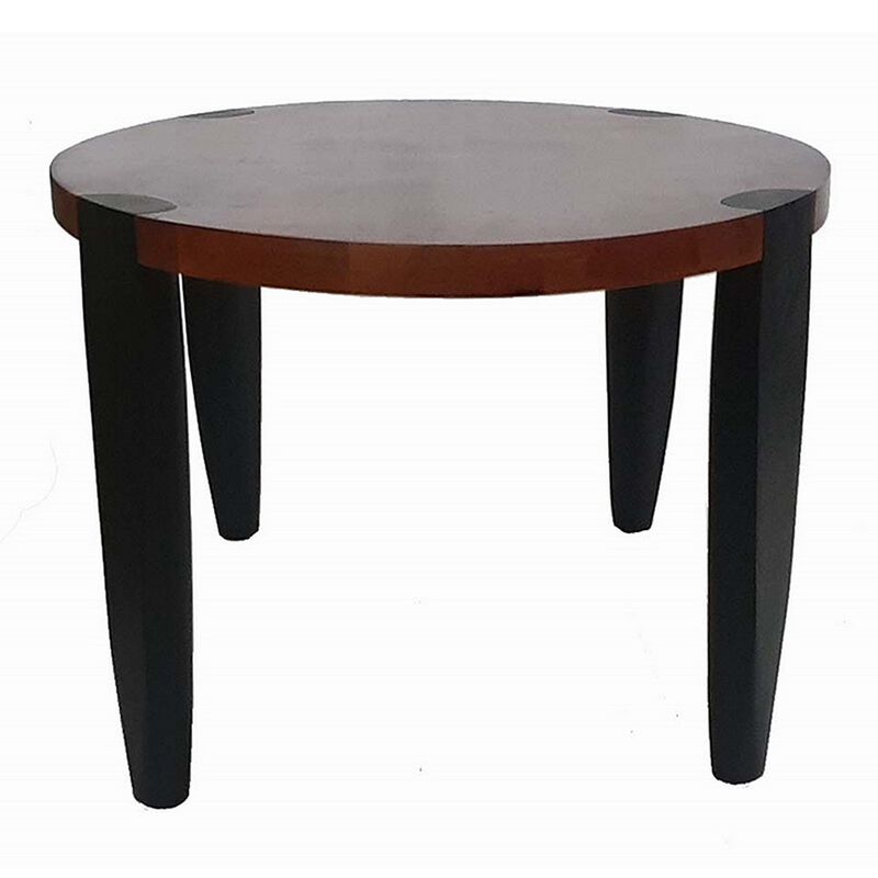 Max 35 Inch Oval Top Coffee Table, Mango Wood, Iron Frame, Brown, Black-Benzara