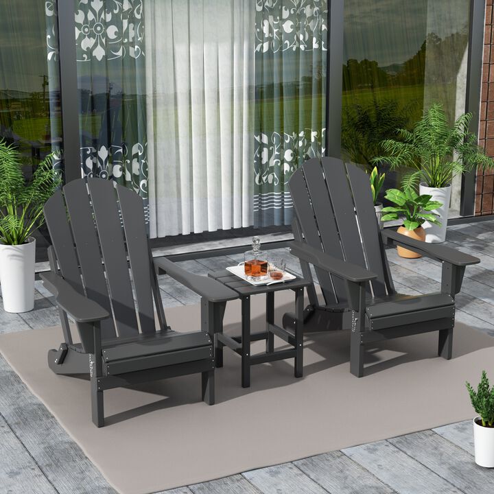 WestinTrends 3-Piece Outdoor Patio Adirondack Chairs with Side Table Set