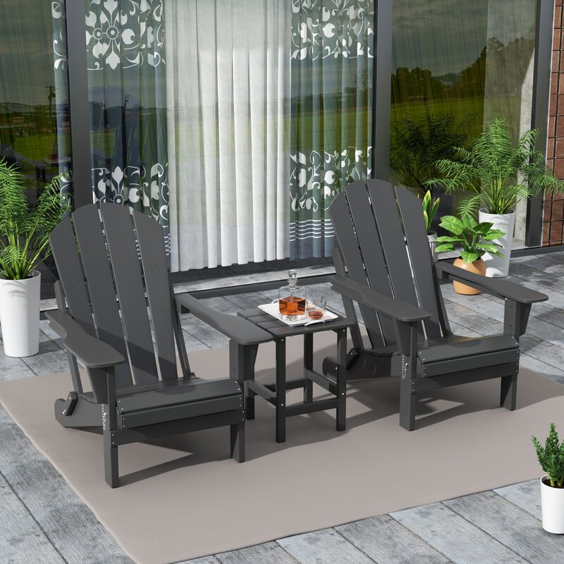 WestinTrends 3-Piece Outdoor Patio Adirondack Chairs with Side Table Set
