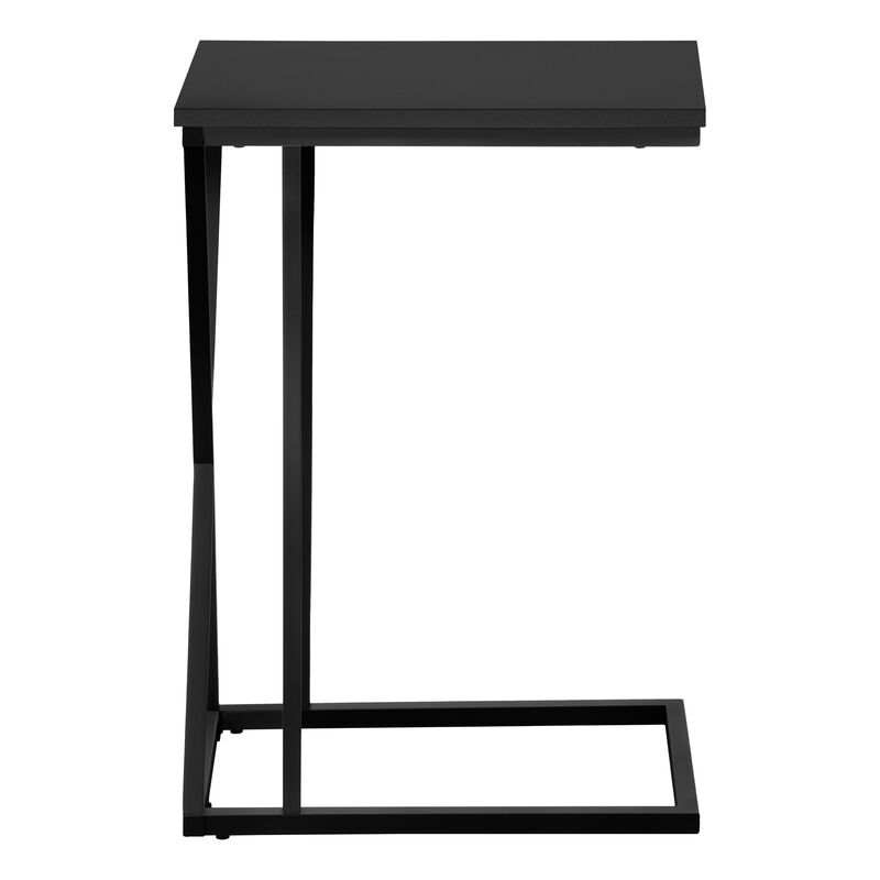 Monarch Specialties I 3247 Accent Table, C-shaped, End, Side, Snack, Living Room, Bedroom, Metal, Laminate, Black, Contemporary, Modern