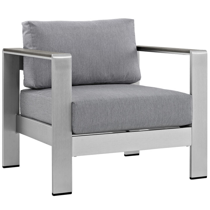 Shore 5 Piece Outdoor Patio Aluminum Sectional Sofa Set - Silver Gray