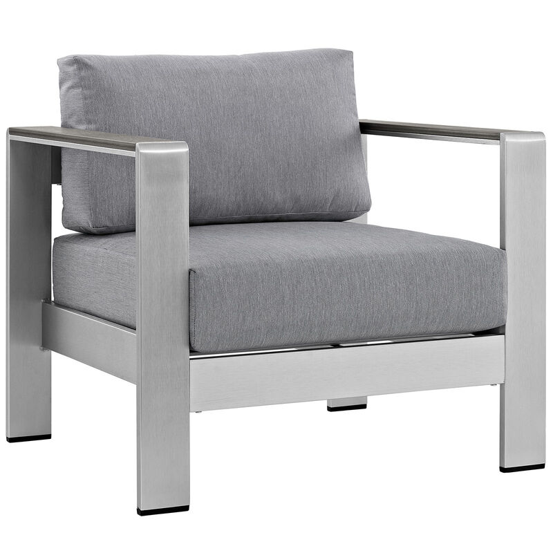 Shore 5 Piece Outdoor Patio Aluminum Sectional Sofa Set - Silver Gray