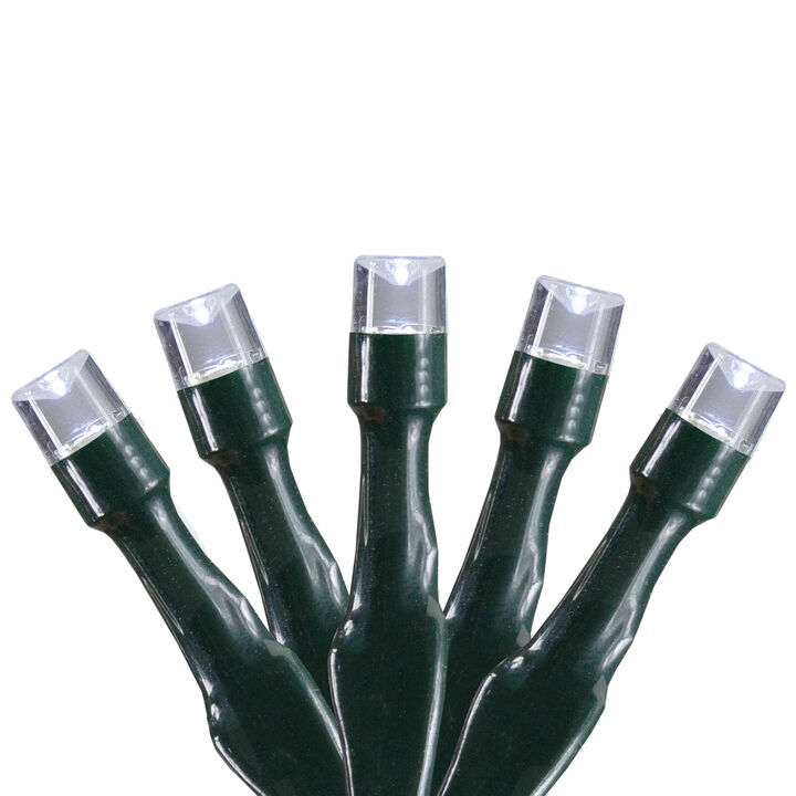 10 B/O Pure White LED Wide Angle Christmas Lights - 3 ft Green Wire