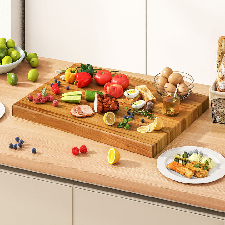 Teak Wood Cutting Board Extra Large Reversible Cutting Board with Handle