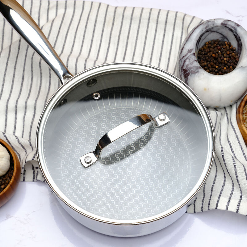 Tri-ply Stainless Steel Diamond Nonstick 4.2 QT Saute Pan with Glass Lid