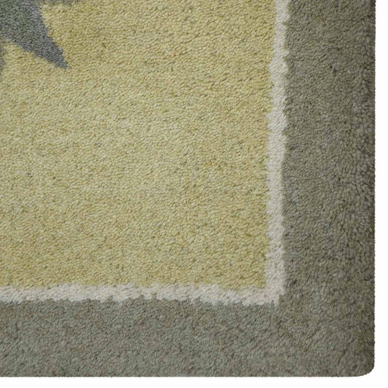 RUGSOTIC CARPETS HAND TUFTED WOOL ECO-FRIENDLY AREA RUGS  - 5'x7'6'', Rectangle Shape, Light Green, Floral Modern Design, High Pile Handmade Anti Skid Area Rugs for Living Room, Bed Room (K03114)