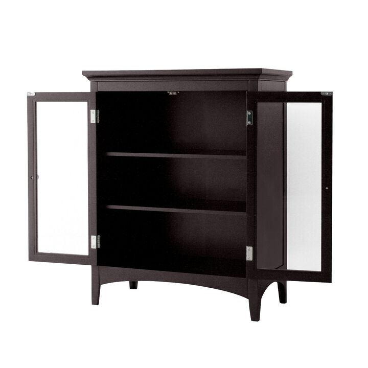 Hivvago Dark Espresso Freestanding Bathroom Floor Cabinet with Storage Shelves