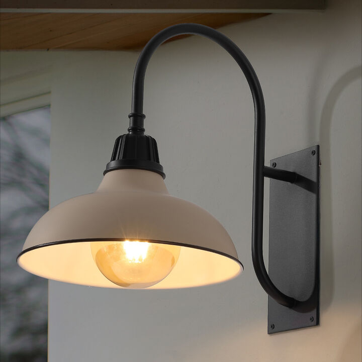 Stanley Farmhouse Industrial Indoor/Outdoor Iron LED Gooseneck Arm Outdoor Sconce