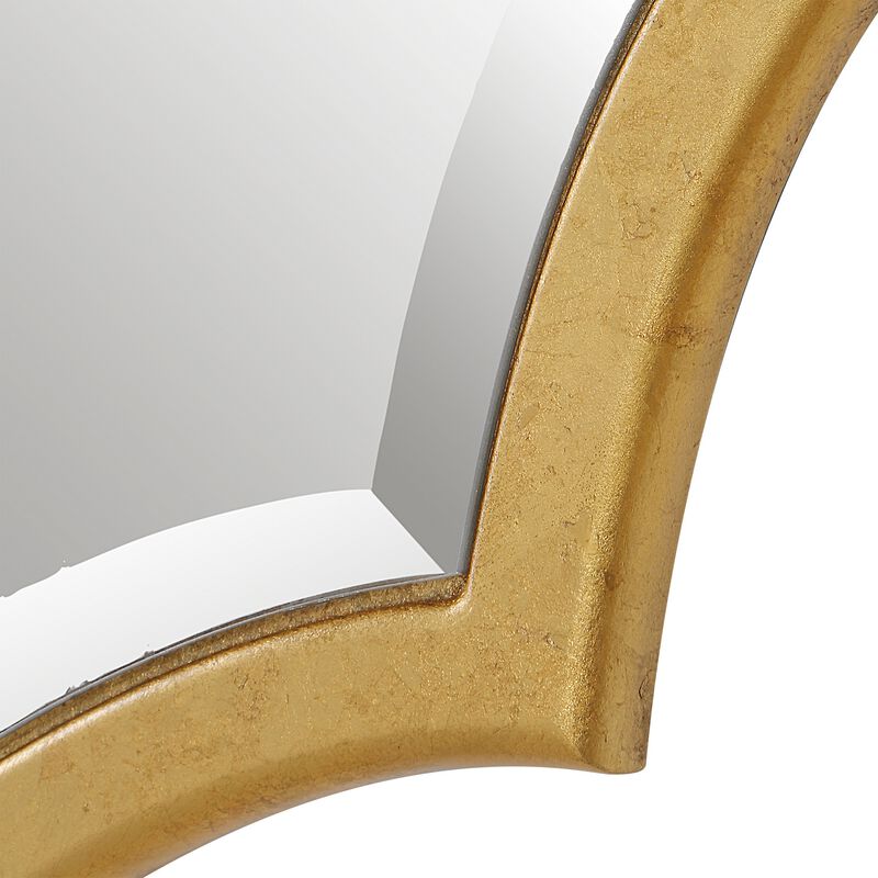 27 x 41 Modern Beveled Mirror in Classic Metal Frame, Gold Leaf Finish-Benzara