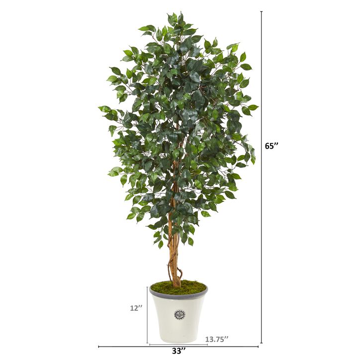 Hivvago 65 Inches Ficus Artificial Tree in Decorative Planter