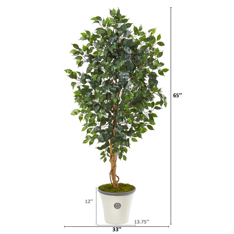 Hivvago 65 Inches Ficus Artificial Tree in Decorative Planter