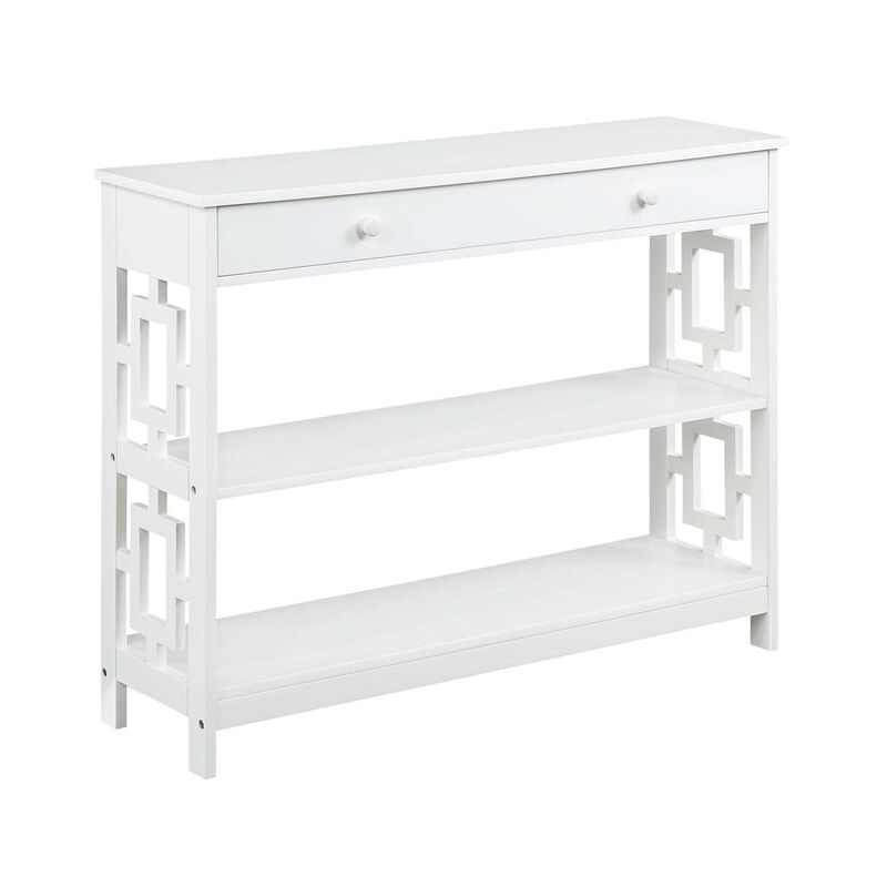 Convenience Concepts Town Square 1 Drawer Console Table, White