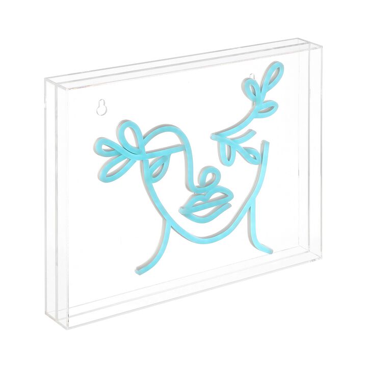 Teary Face 13.7" X 10.9" Contemporary Glam Acrylic Box USB Operated LED Neon Light