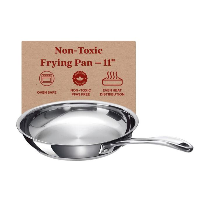 Alva Chef Stainless Steel Frying Pan Skillet - Induction Cookware, Electric Skillet, Non-Toxic Cookware, Stainless Steel Skillet, Dishwasher Safe