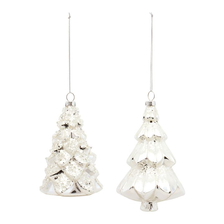 Tree Ornament (Set of 6) 5"H, 5.75"H Glass