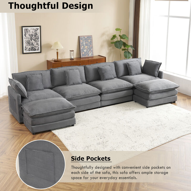 Merax Modern Corduroy Modular Sofa Couch for Living Room