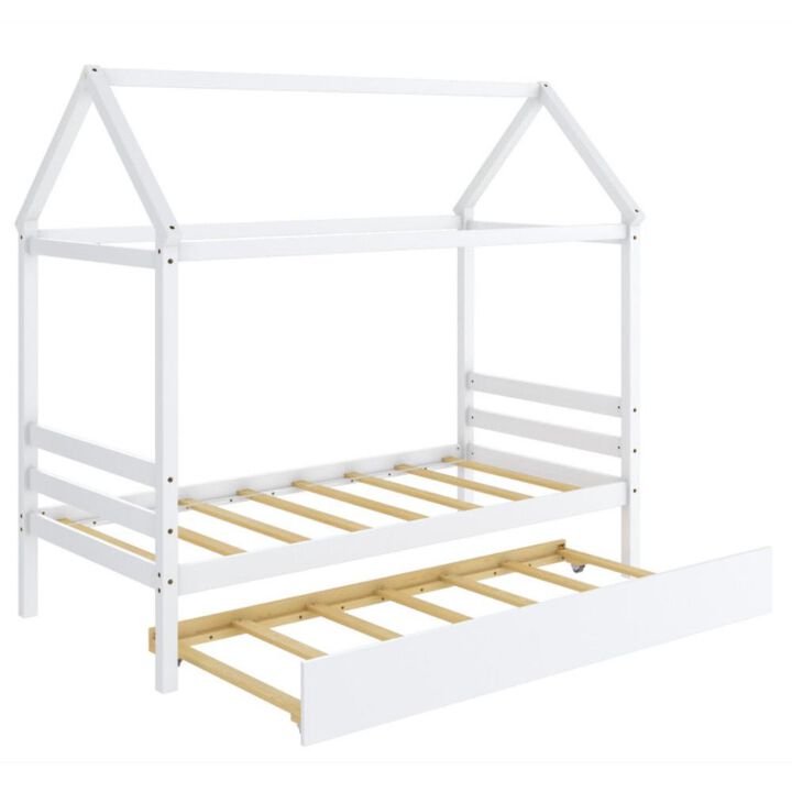 Hivvago Kids Platform Bed Frame with Roof for Bedroom