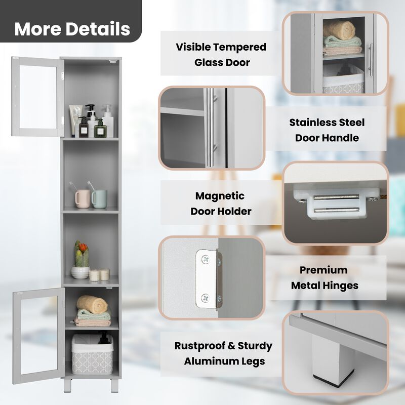 Tall Tower Bathroom Storage Cabinet and Organizer Display Shelves for Bedroom