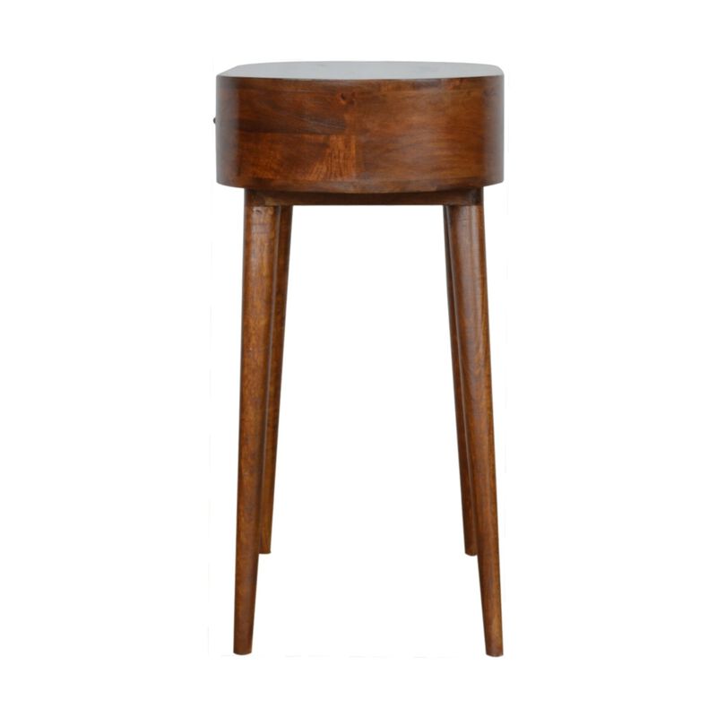 Solid Wood Chestnut Rounded Small 1 Drawer Console Table