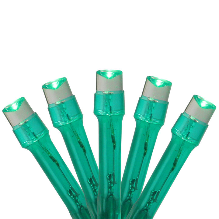 20 Battery Operated Green LED Wide Angle Christmas Lights - 6.25 ft Green Wire