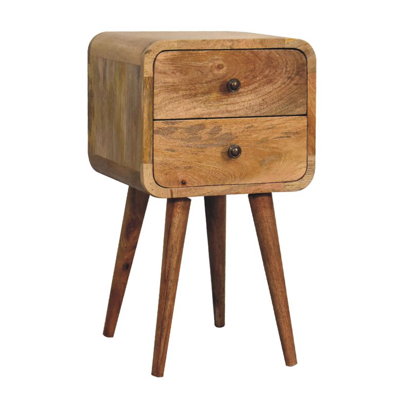 Mini Oak-ish Curved 2 Drawer Nightstand