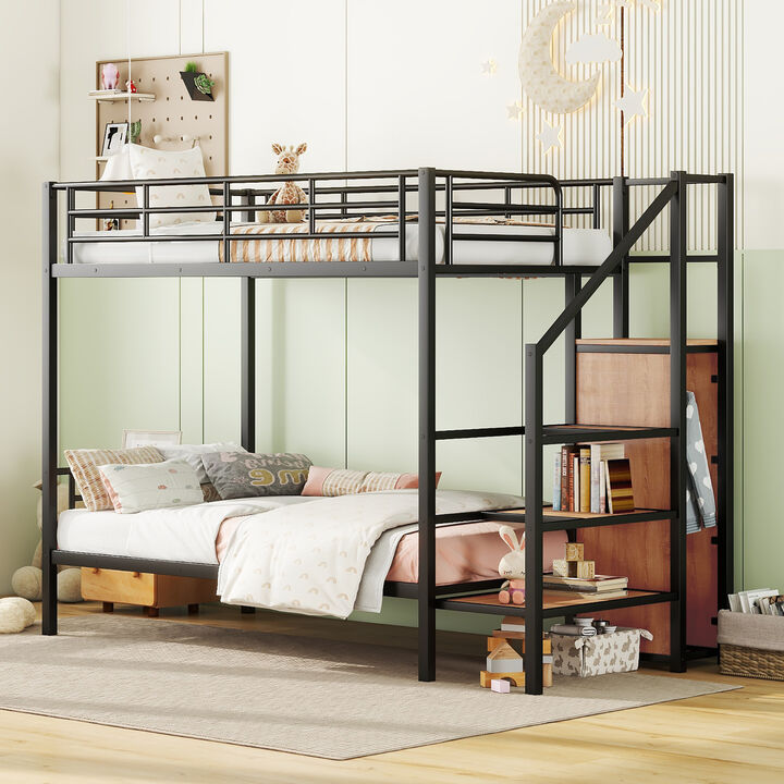 Merax Metal Bunk Bed with Lateral Storage Ladder