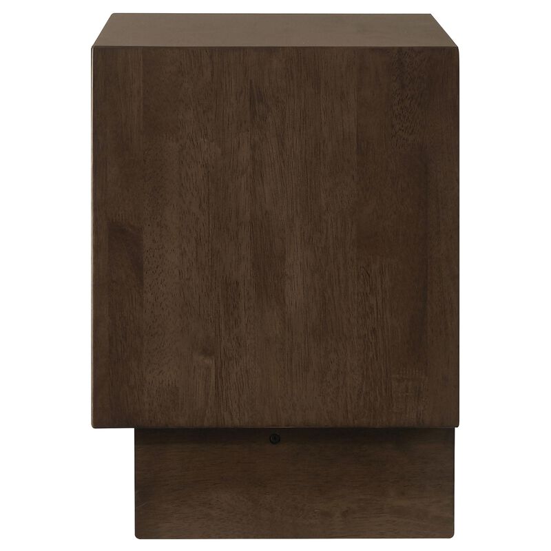 Genu Nightstand, 2 Drawers w Fingertip Handles, Warm Walnut Brown - Benzara