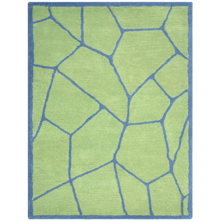RUGSOTIC CARPETS HAND TUFTED WOOL ECO-FRIENDLY AREA RUGS  - 5'x8', Rectangle Shape, Green & Blue, Contemporary Modern Design, High Pile Handmade Area Rugs for Living Room, Bed Room (K00692)