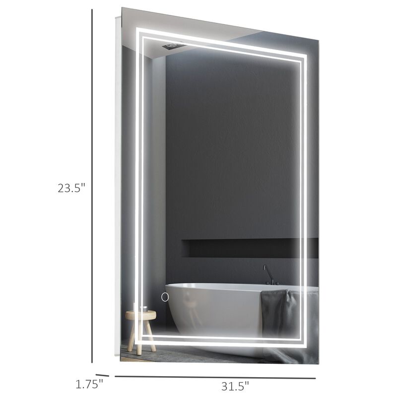 Modern Bathroom Mirror: 32x24 LED Lighted Smart Touch Vanity Mirror