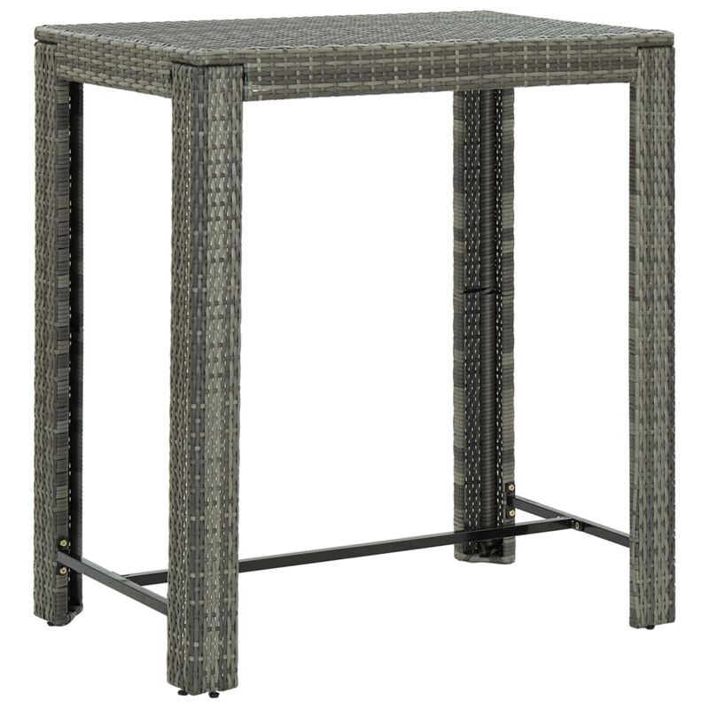vidaXL 7 Piece Outdoor Bar Set with Cushions Poly Rattan Gray