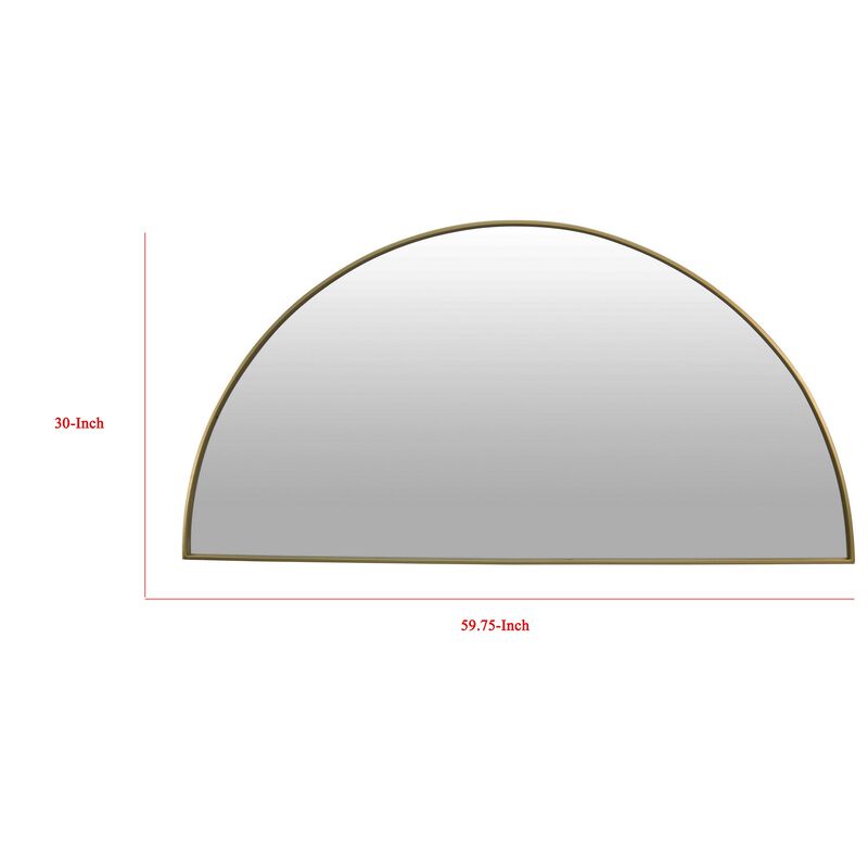Lima Decorative Wall Mirror, Round Semicircular 30 x 60, Gold Frame - Benzara