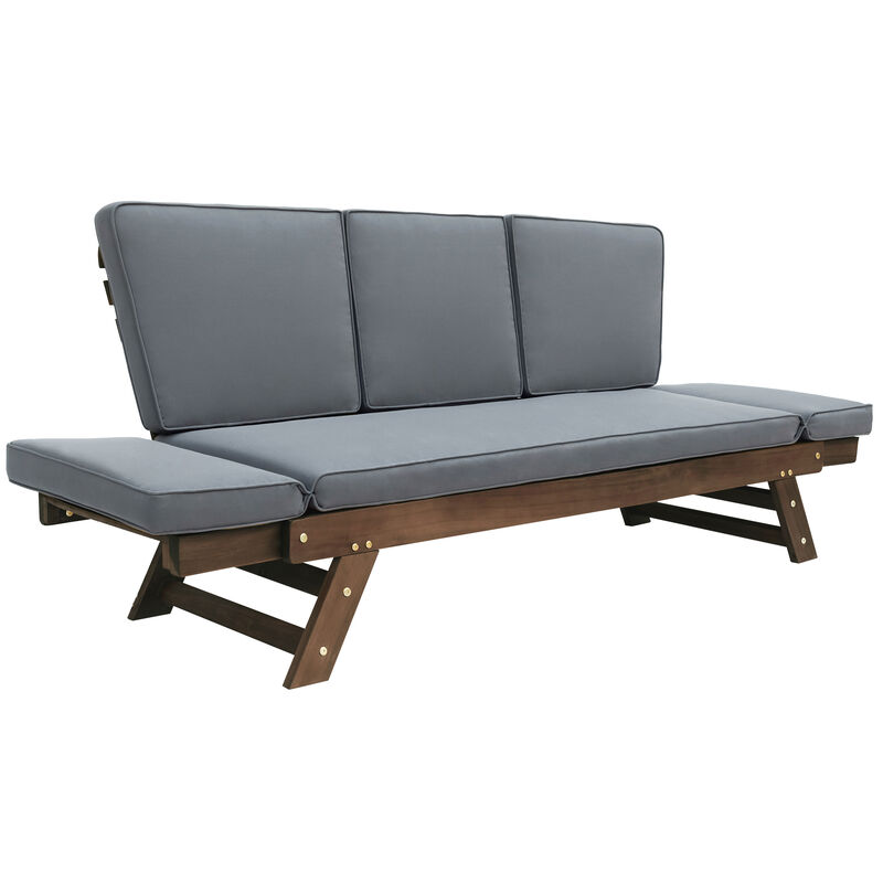 Merax Solid Outdoor Adjustable Patio Wooden Daybed Sofa