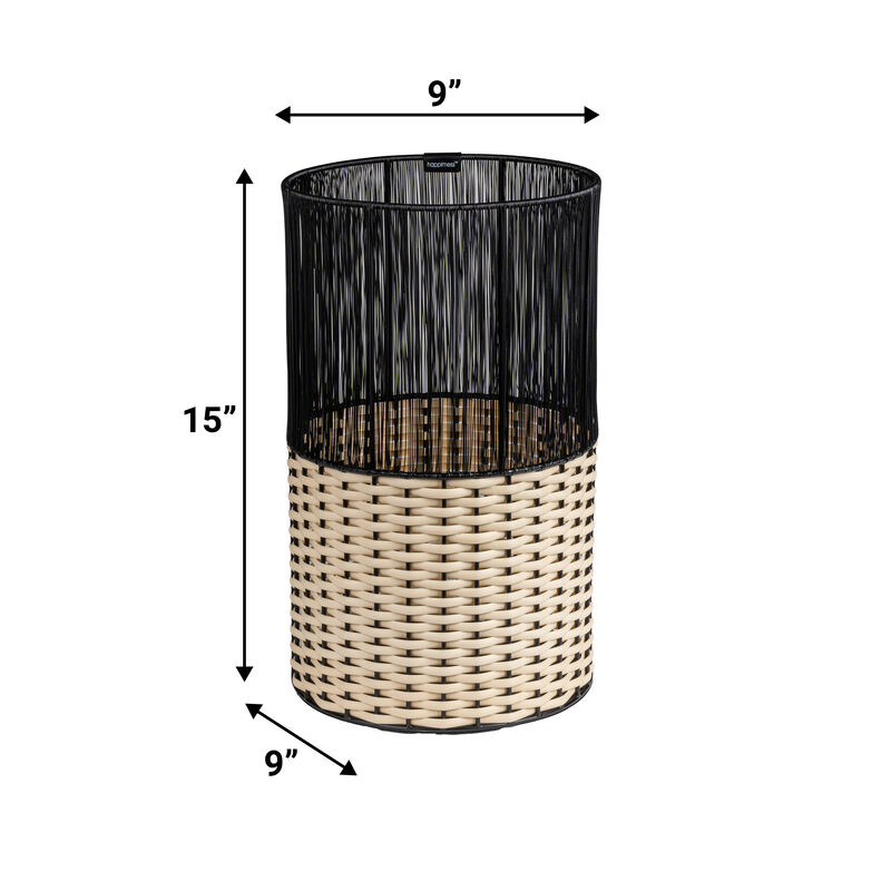 Harper Modern 2-Tone Faux Wicker Cylinder Waste Basket